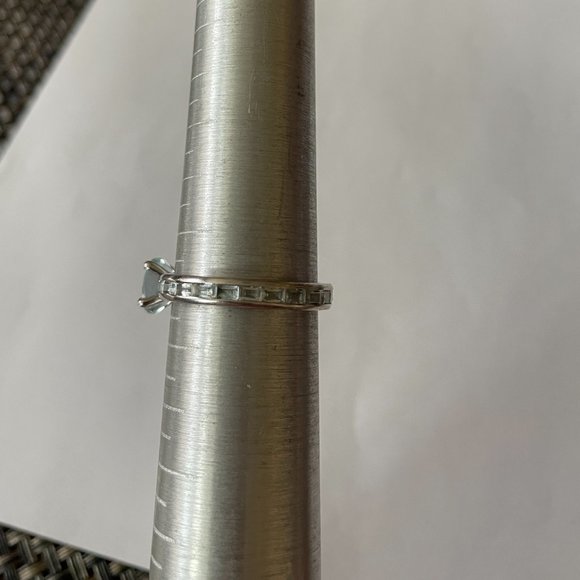 Faceted Aquamarine Gemstone Crystal Wrapped Ring Sterling 925 Silver 10.5 - Picture 7 of 13